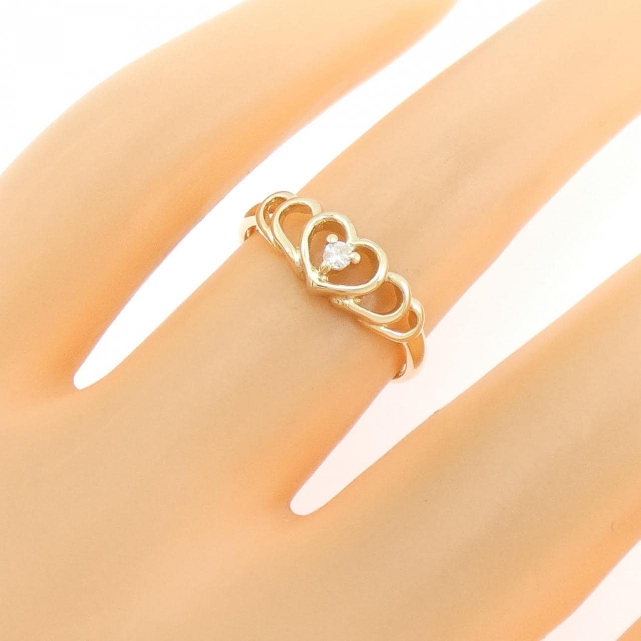 585YG ハート ダイヤモンド リング