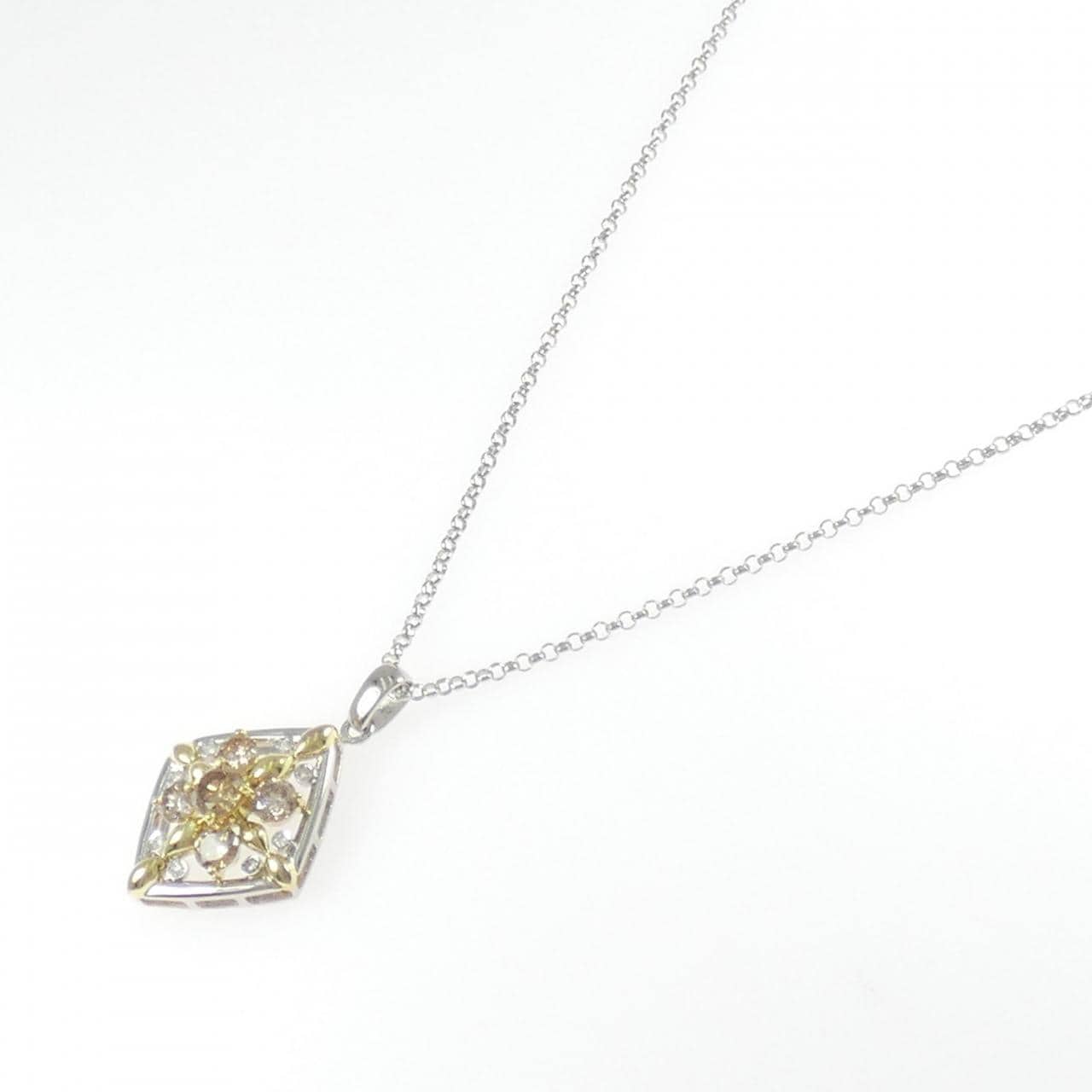 PT900/K18YG/PT850 ダイヤモンド ネックレス 1.54CT