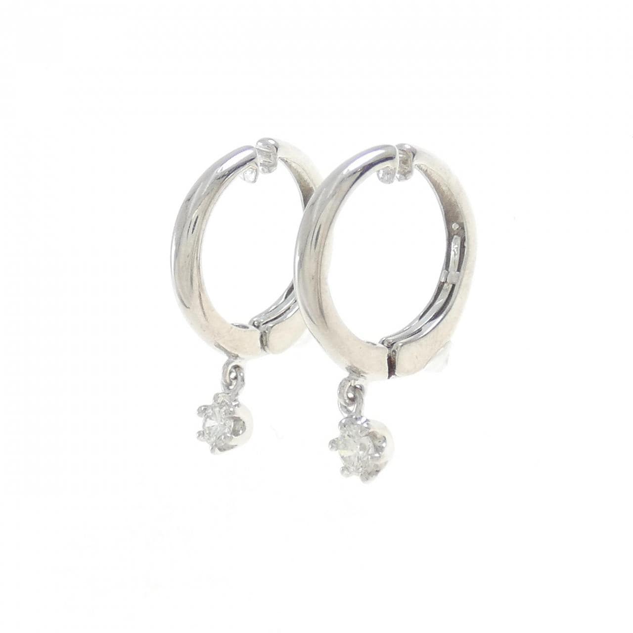 K18WG solitaire Diamond earrings 0.20CT