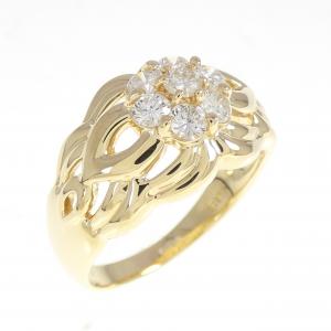 K18YG フラワー ダイヤモンド リング 0.52CT