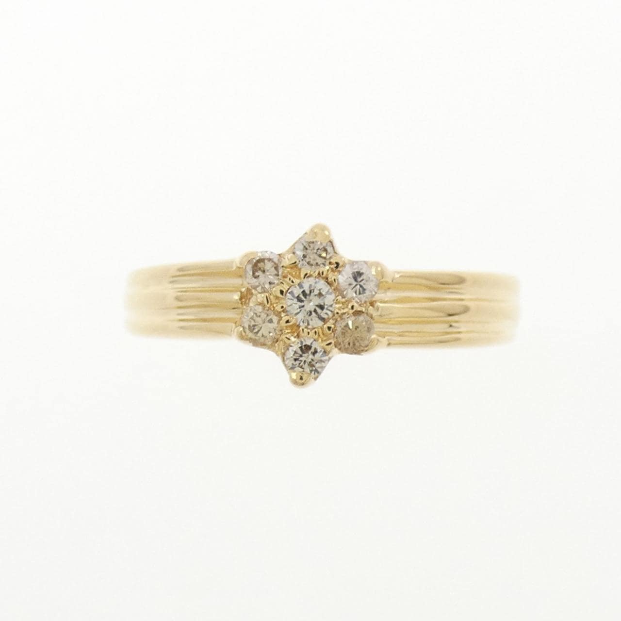 K18YG フラワー ダイヤモンド リング 0.15CT