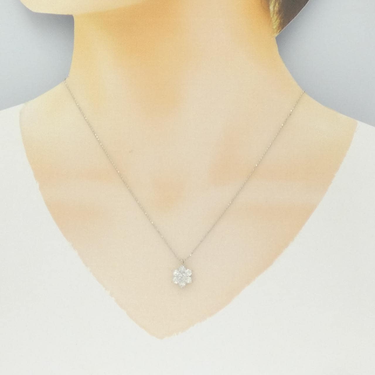 PT900/PT850 フラワー ダイヤモンド ネックレス 1.00CT