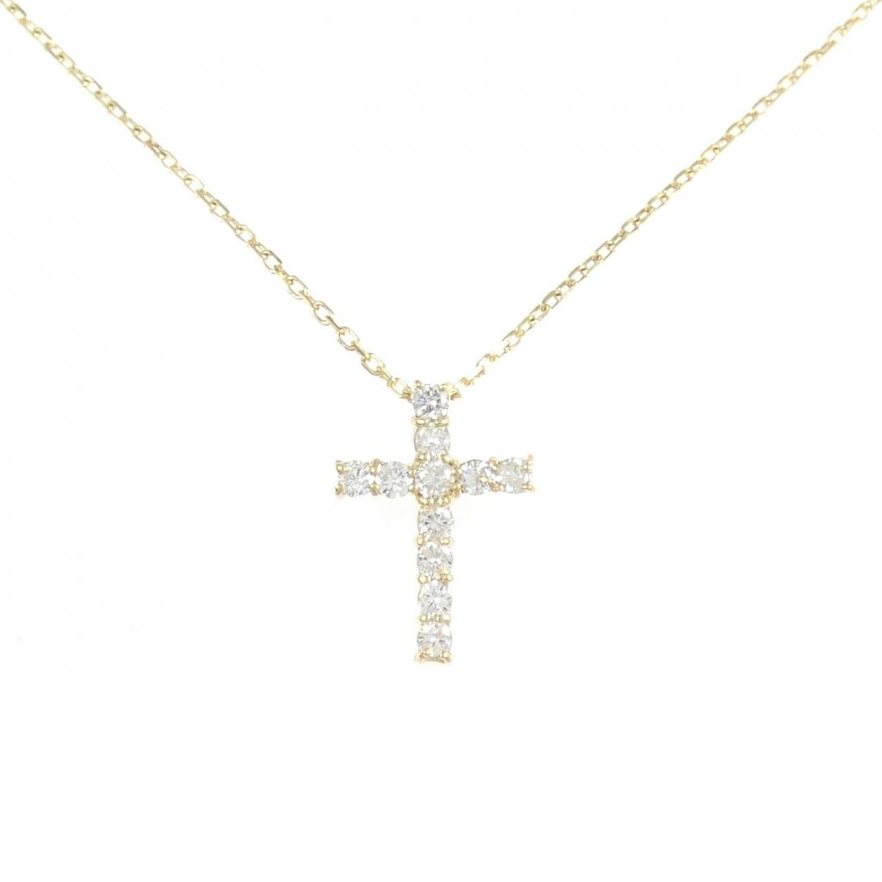 K18YG クロス ダイヤモンド ネックレス 0.23CT