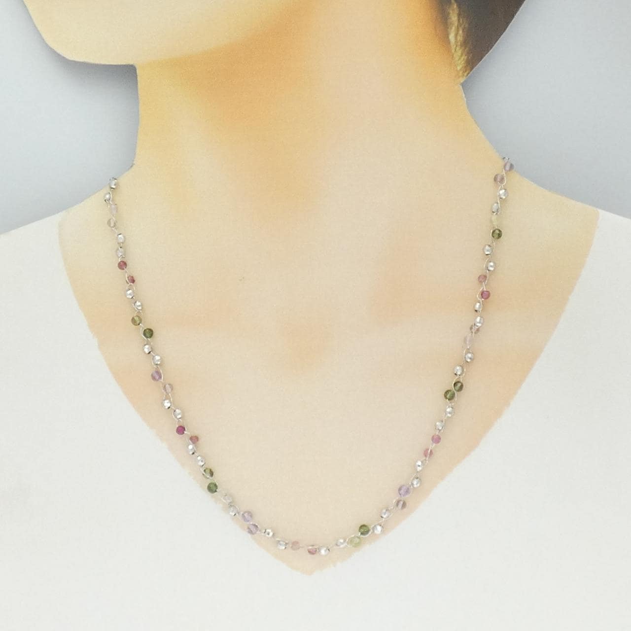 K18WG トルマリン ネックレス