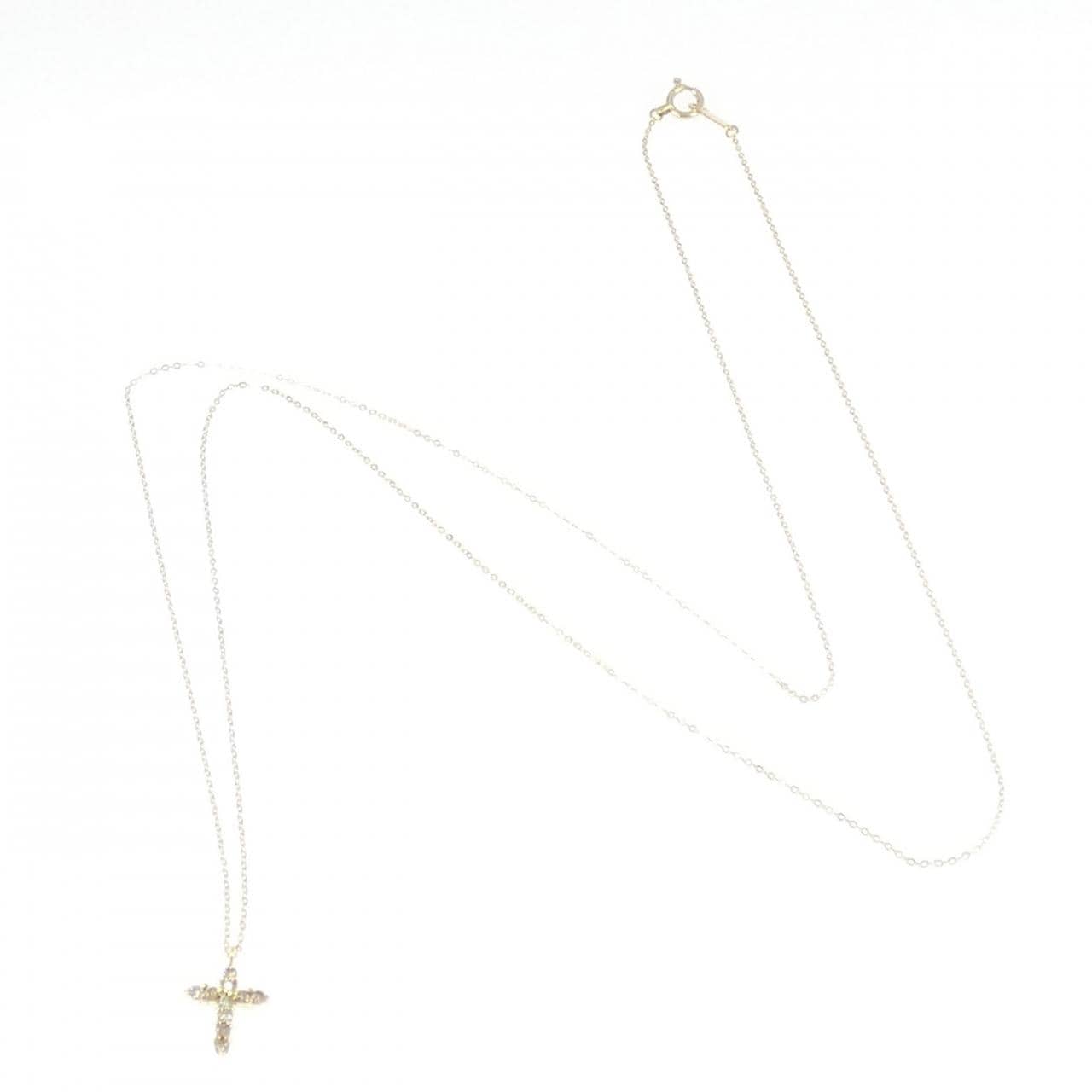K18YG クロス ダイヤモンド ネックレス 0.1CT