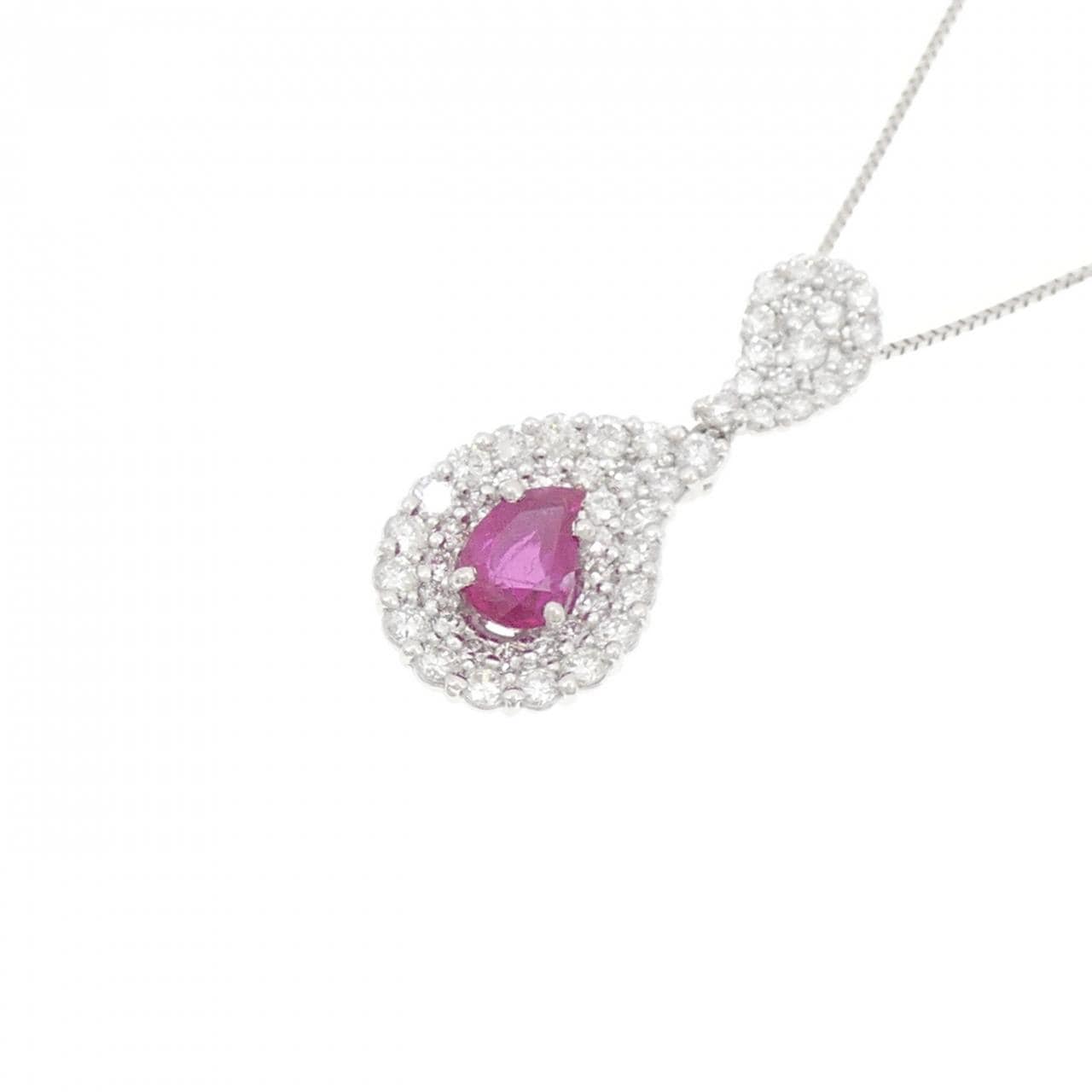 PT900/PT850 ルビー ネックレス 1.04CT