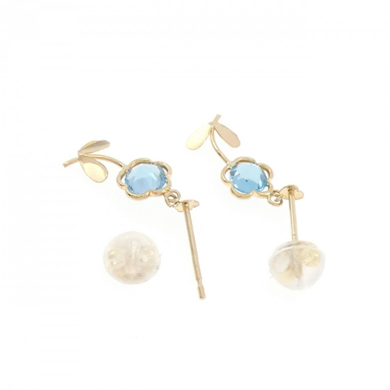 K18YG フラワー ブルートパーズ ピアス