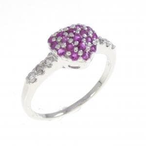 K18WG ハート ルビー リング 0.30CT