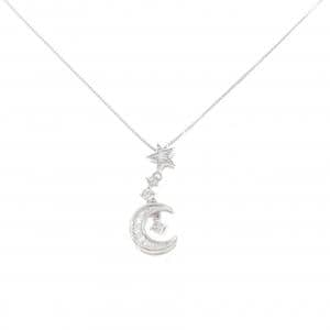 K18WG ムーン×スター ダイヤモンド ネックレス 0.20CT