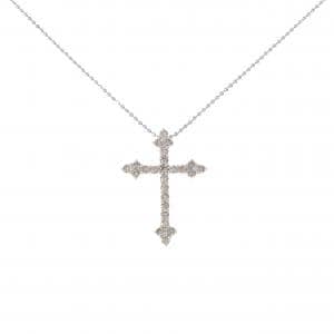 K18WG クロス ダイヤモンド ネックレス 0.50CT