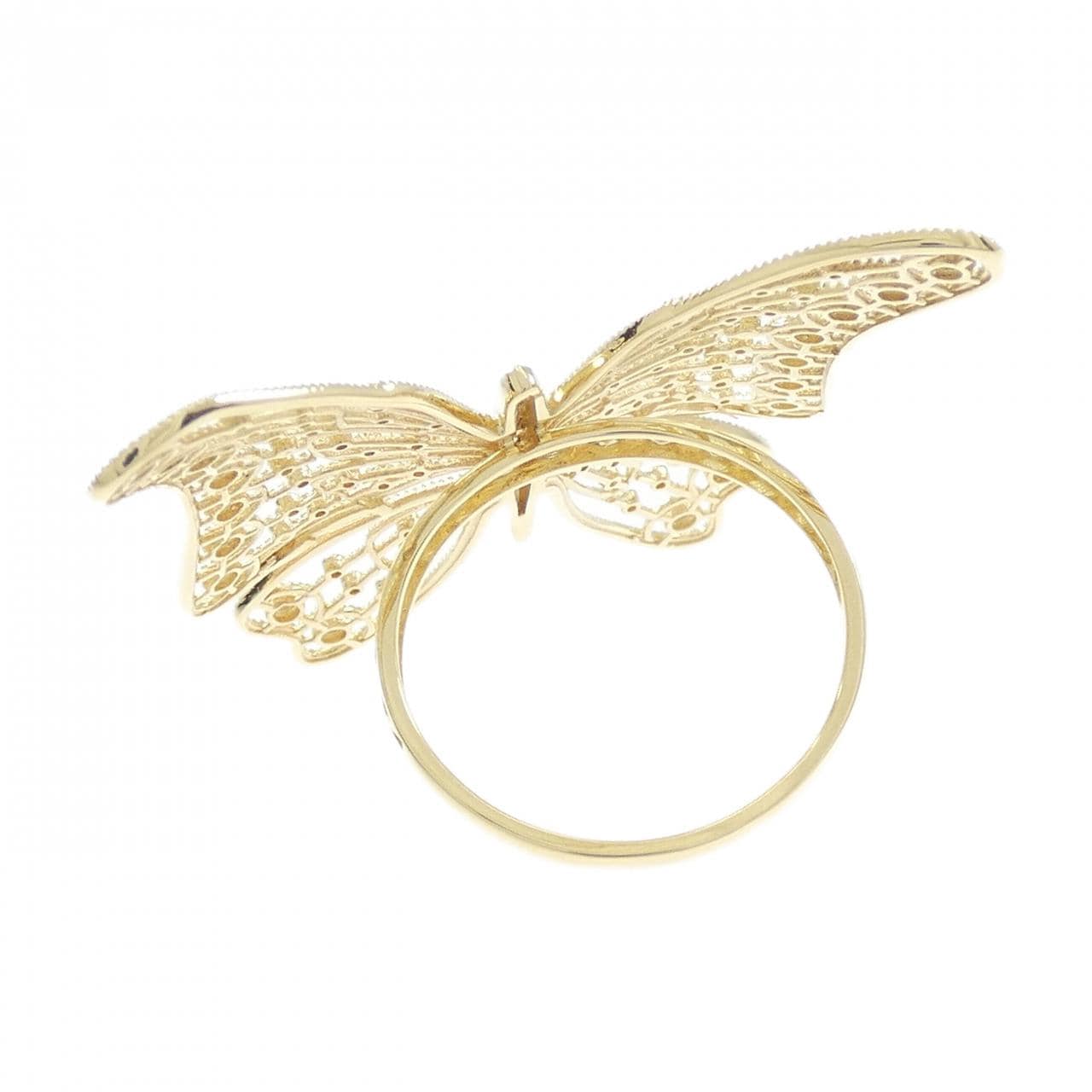 K18YG バタフライ ダイヤモンド リング 0.03CT