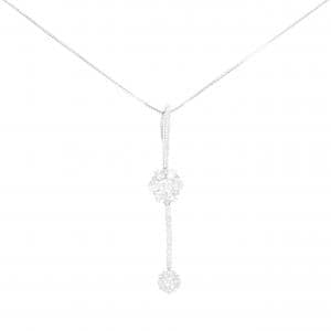 K18WG 2WAY フラワー ダイヤモンド ネックレス 0.75CT