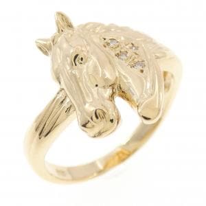 K18YG ホース ダイヤモンド リング 0.02CT