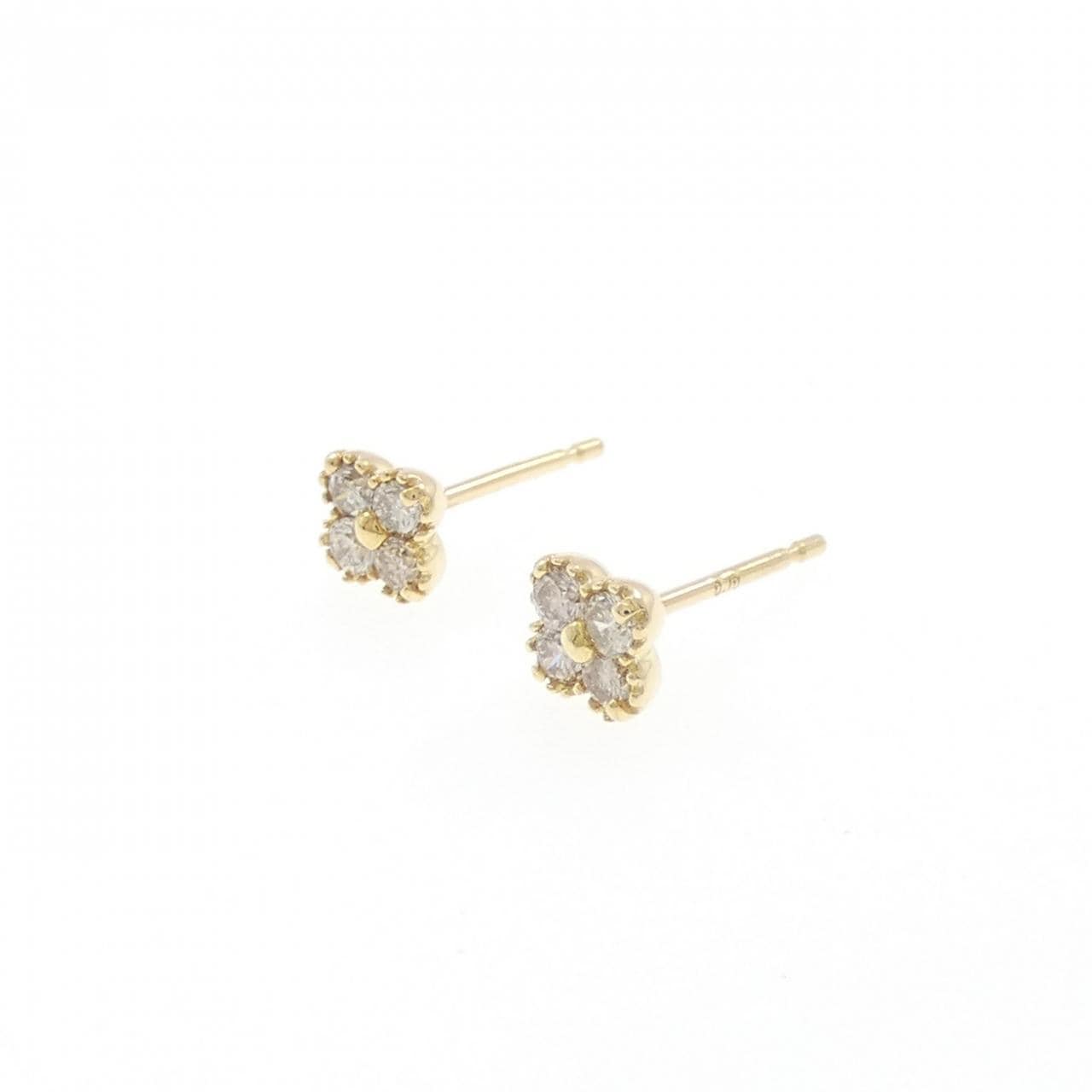 K18YG フラワー ダイヤモンド ピアス 0.20CT