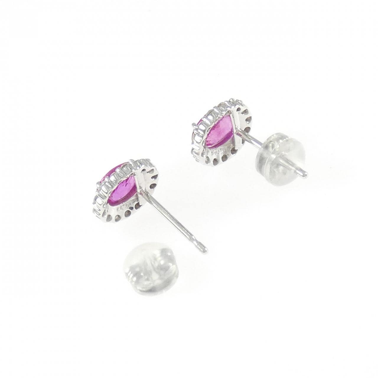 K18WG/PT900 ルビー ピアス 0.58CT