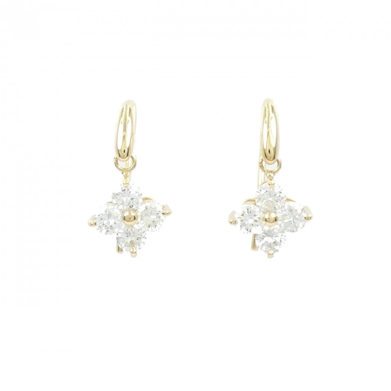 [再加工款] K18YG 花朵钻石耳环 1.00CT