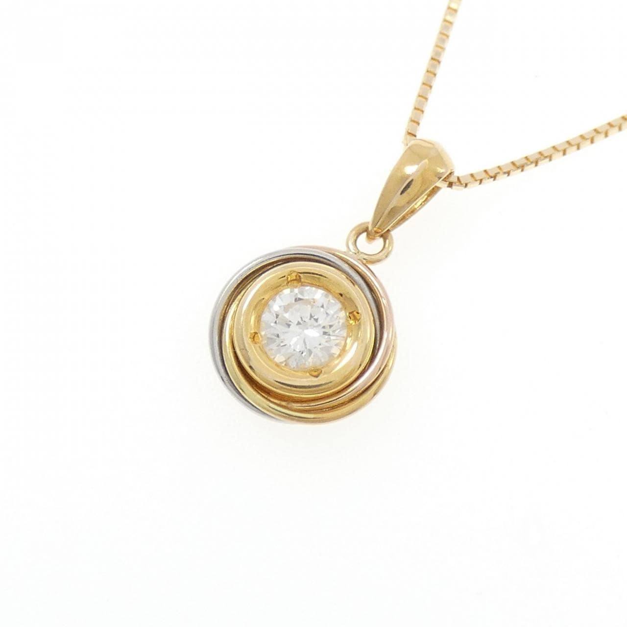 K18YG/PT900/K18PG ダイヤモンド ネックレス 0.30CT