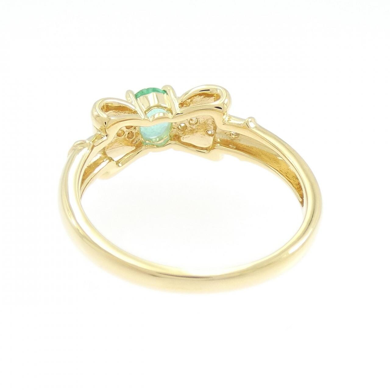 K18YG リボン エメラルド リング 0.29CT