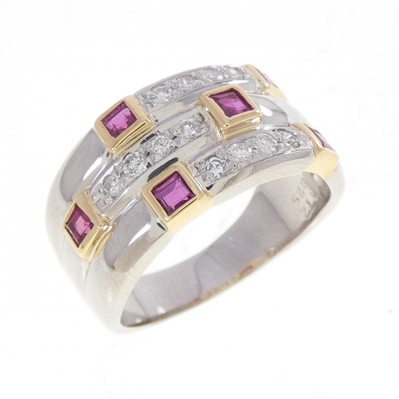 PT900/K18YG ルビー リング 0.72CT