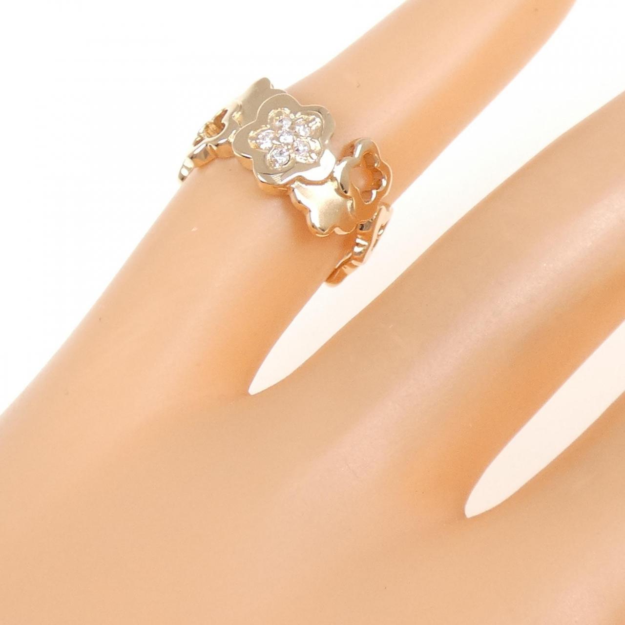 K18PG フラワー ダイヤモンド ピンキー リング 0.05CT