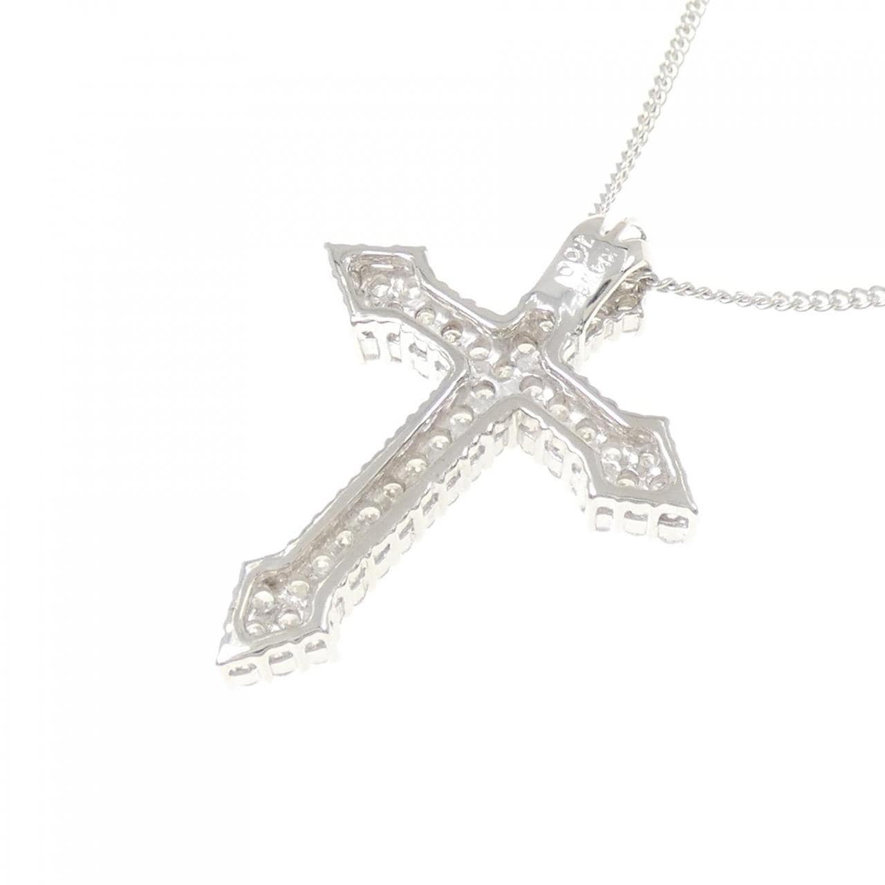 K14WG クロス ダイヤモンド ネックレス 1.00CT