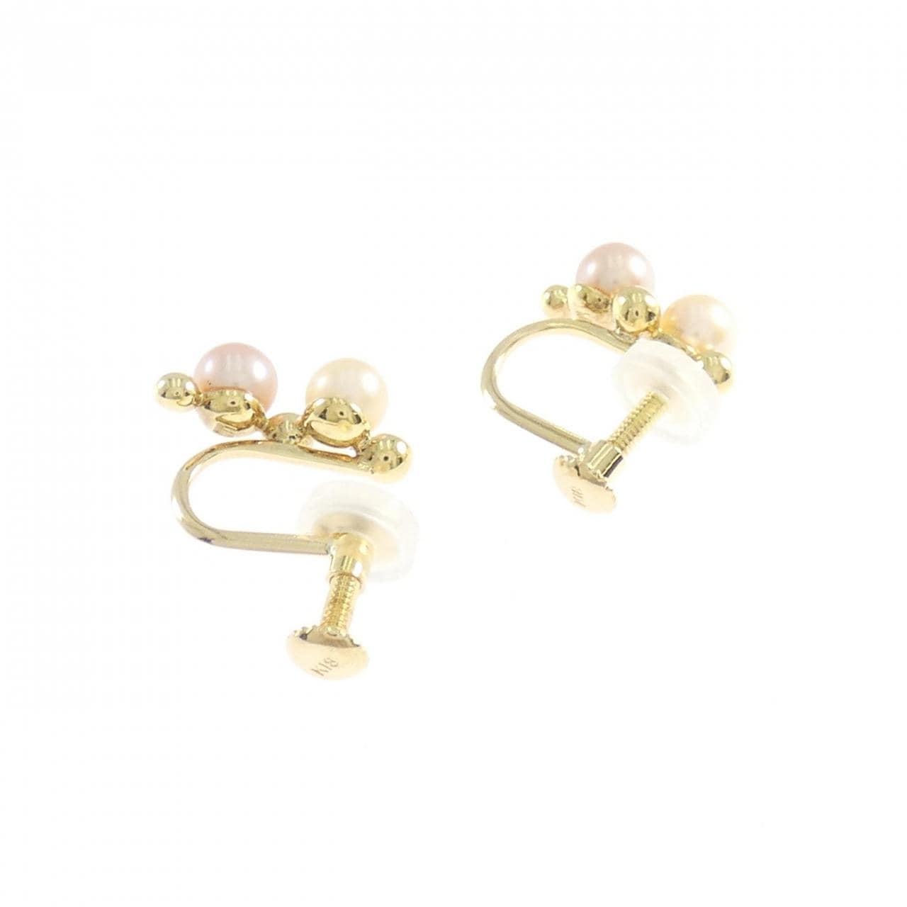 K18YG 淡水パール イヤリング 3.8mm