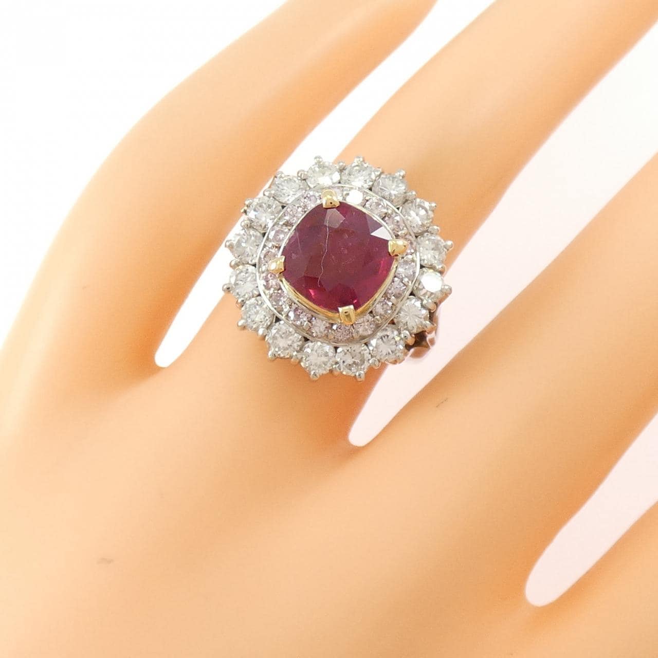 PT900/K18YG ルビー リング 3.00CT タイ産