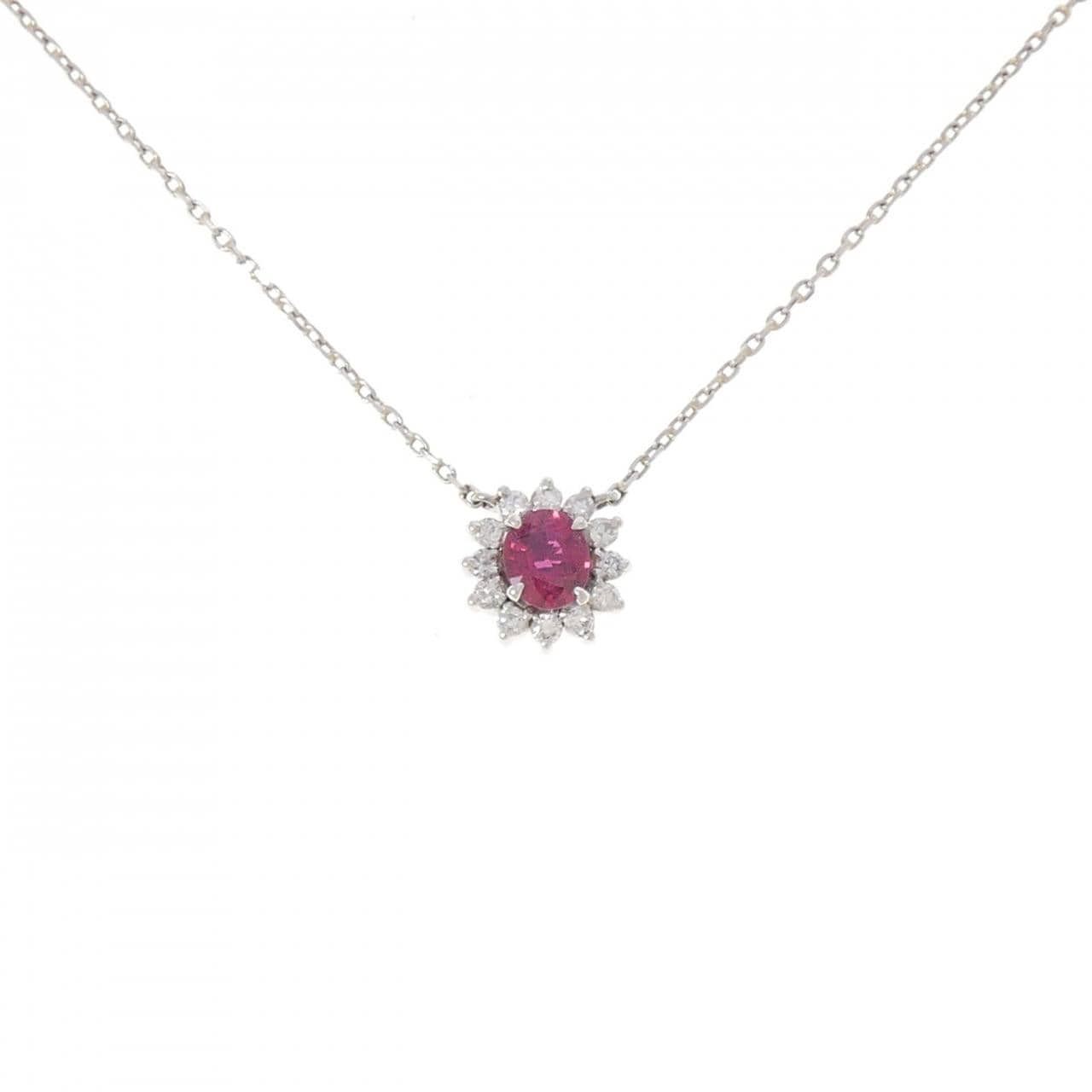 PT900/PT850 ルビー ネックレス 0.46CT