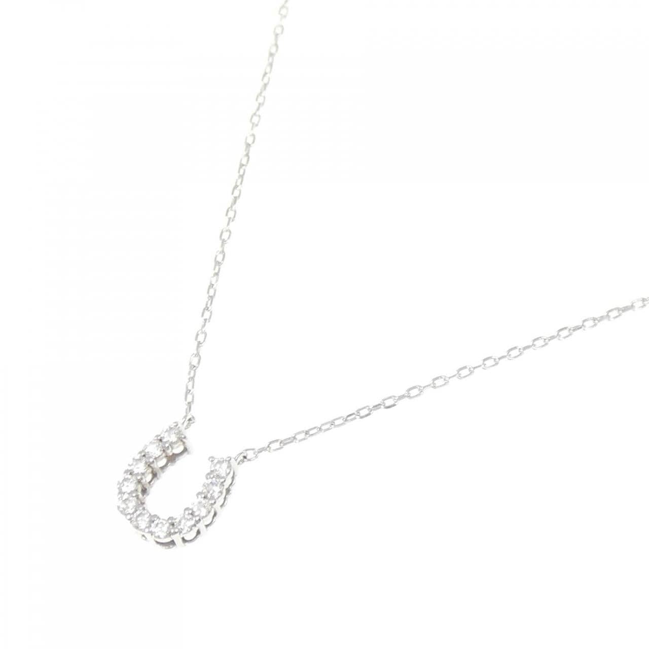 K18WG ホースシュー ダイヤモンド ネックレス 0.07CT