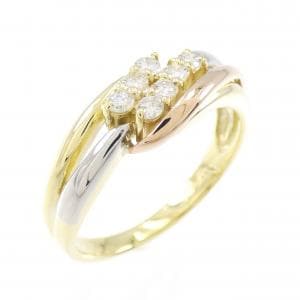 K18YG/PT/K18PG ダイヤモンド リング 0.18CT