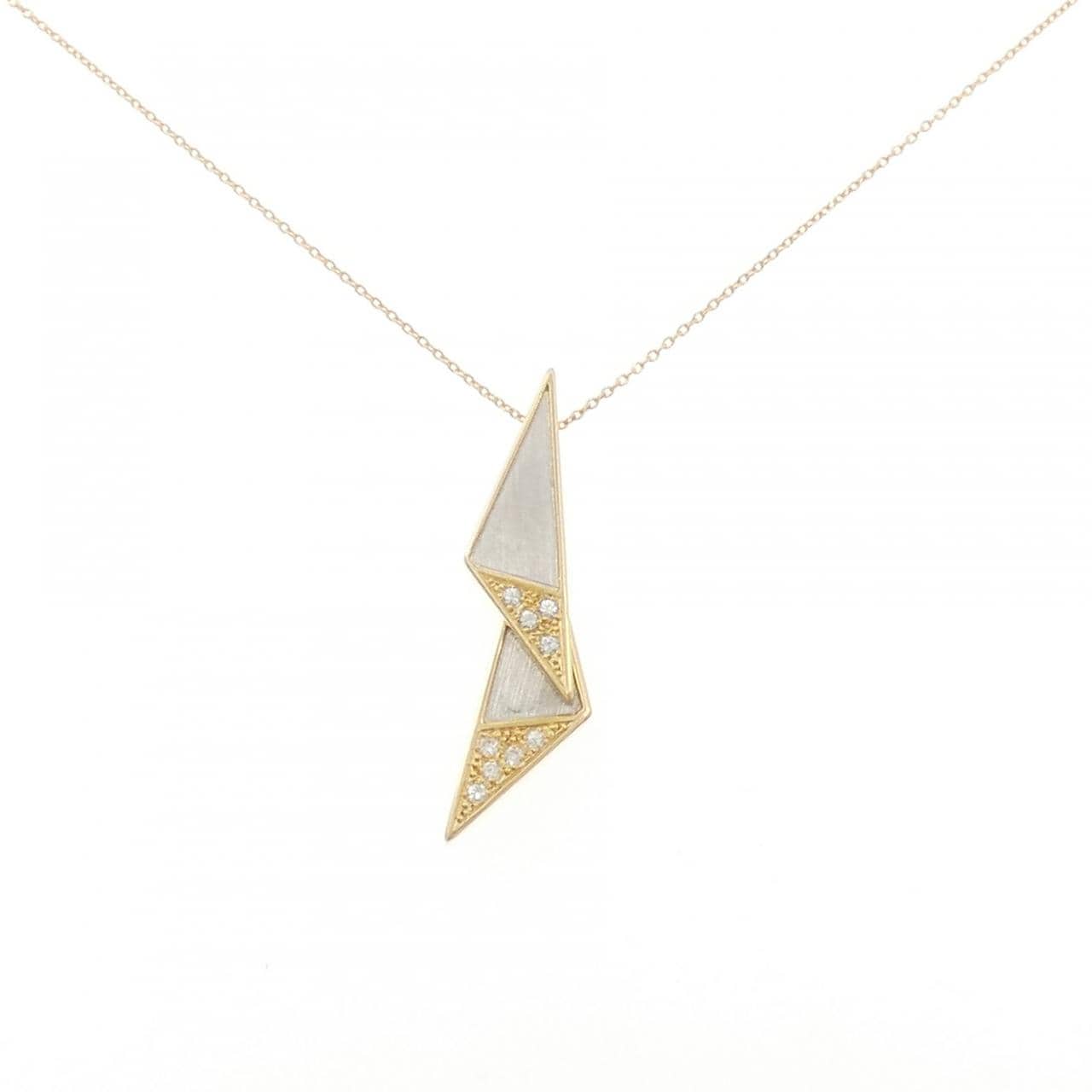 K18YG/PT ダイヤモンド ネックレス 0.14CT