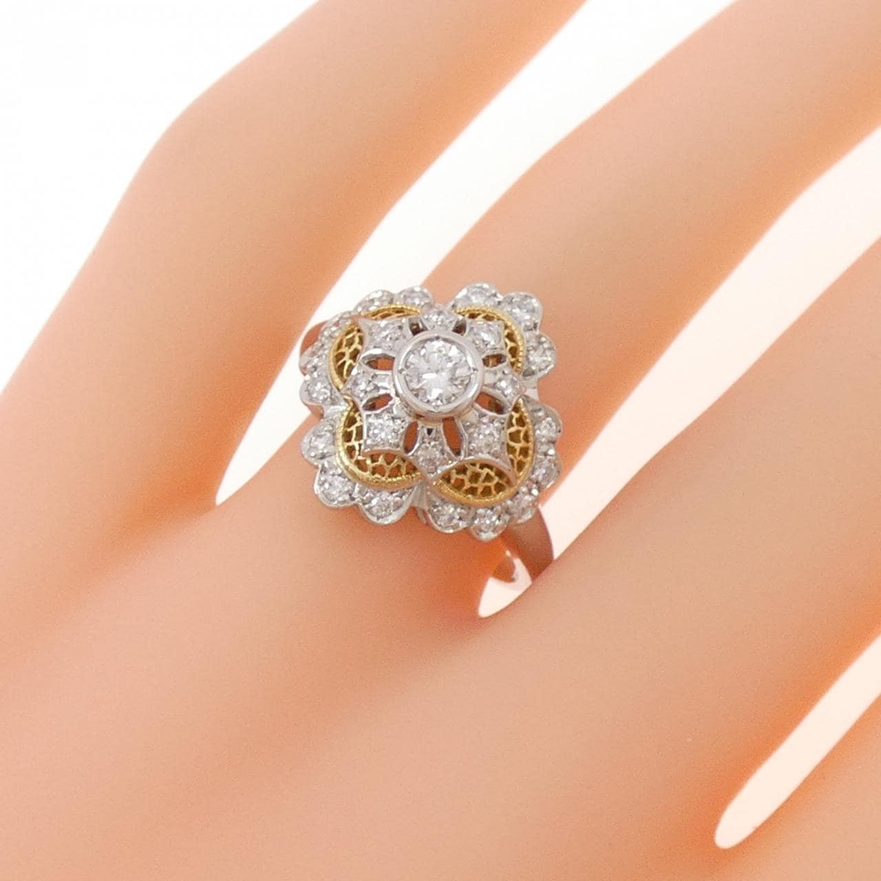 PT900/K18YG ダイヤモンド リング 0.42CT