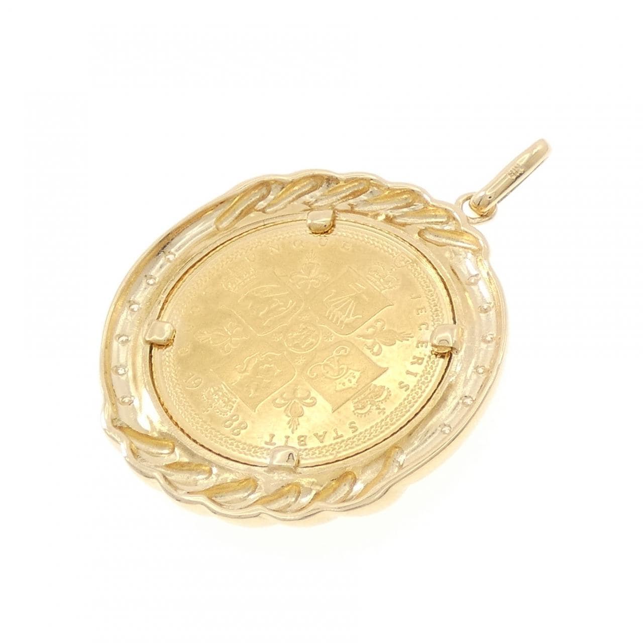 K18YG(枠) ダイヤモンド コイン ペンダント