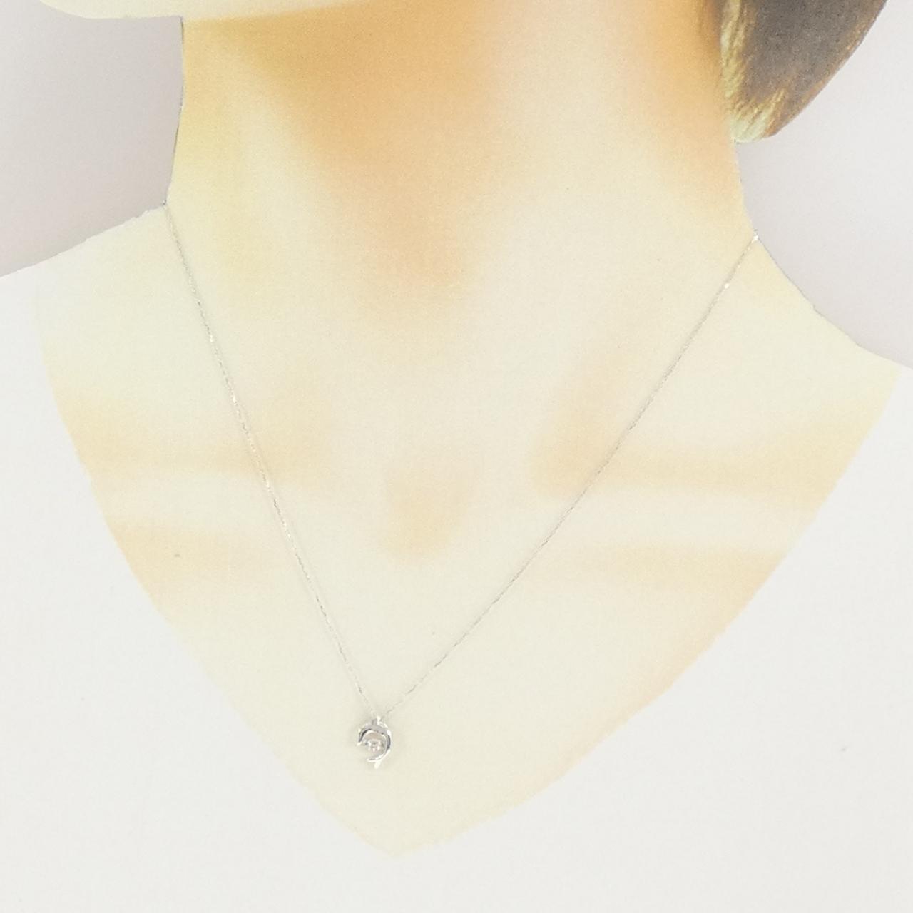 K10WG ドルフィン ダイヤモンド ネックレス 0.05CT