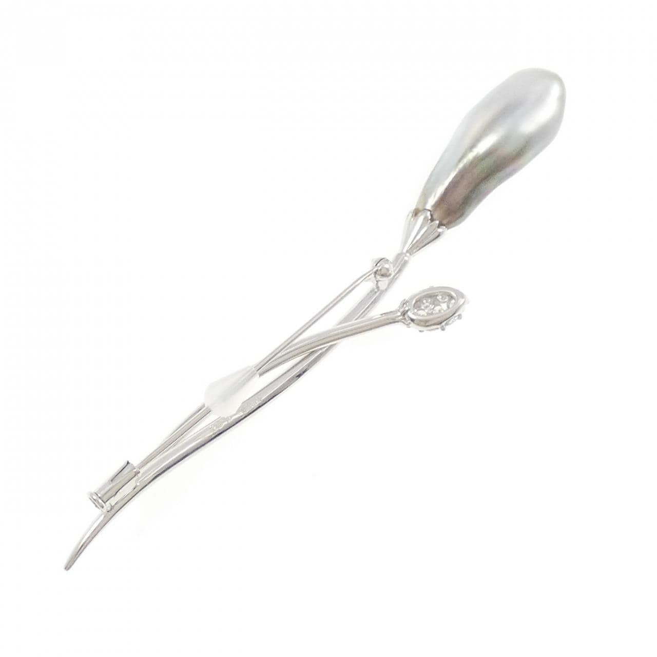 K18WG 黒蝶パール ブローチ