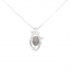 K18WG ブラックオパール ネックレス 0.809CT