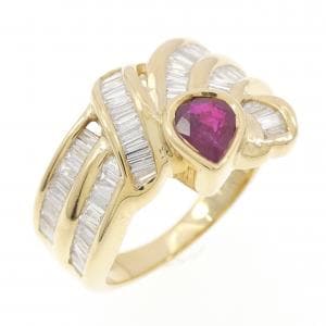 K18YG ルビー リング 0.43CT