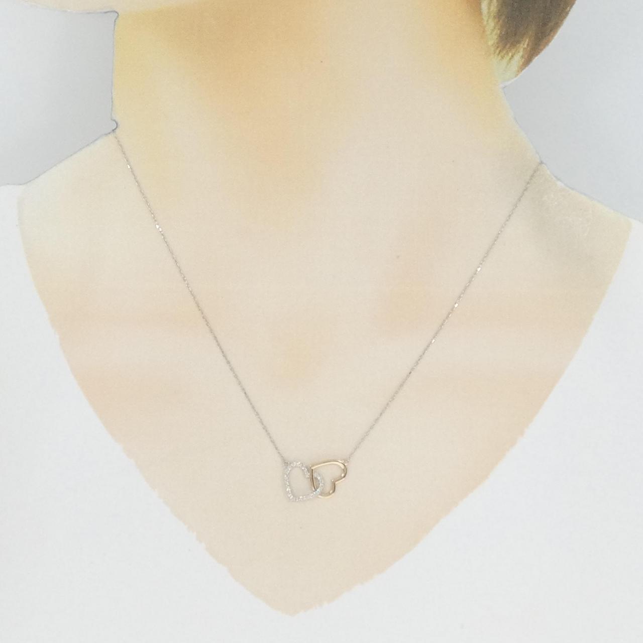 【新品】PT/K18PG ハート ダイヤモンド ネックレス 0.13CT
