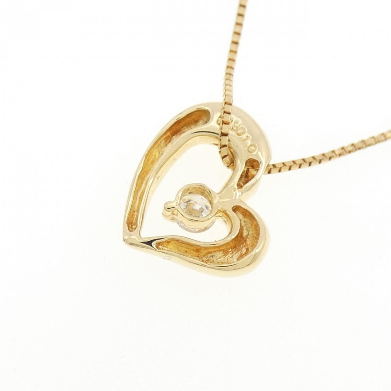 K18YG ハート ダイヤモンド ネックレス 0.10CT