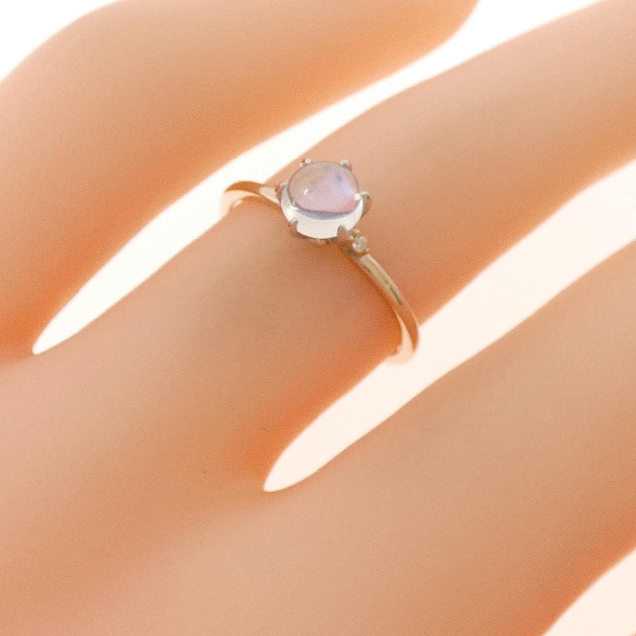 K18PG/PT950 ムーンストーン リング 0.45CT