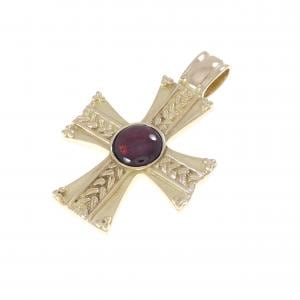 750YG クロス ガーネット ペンダント