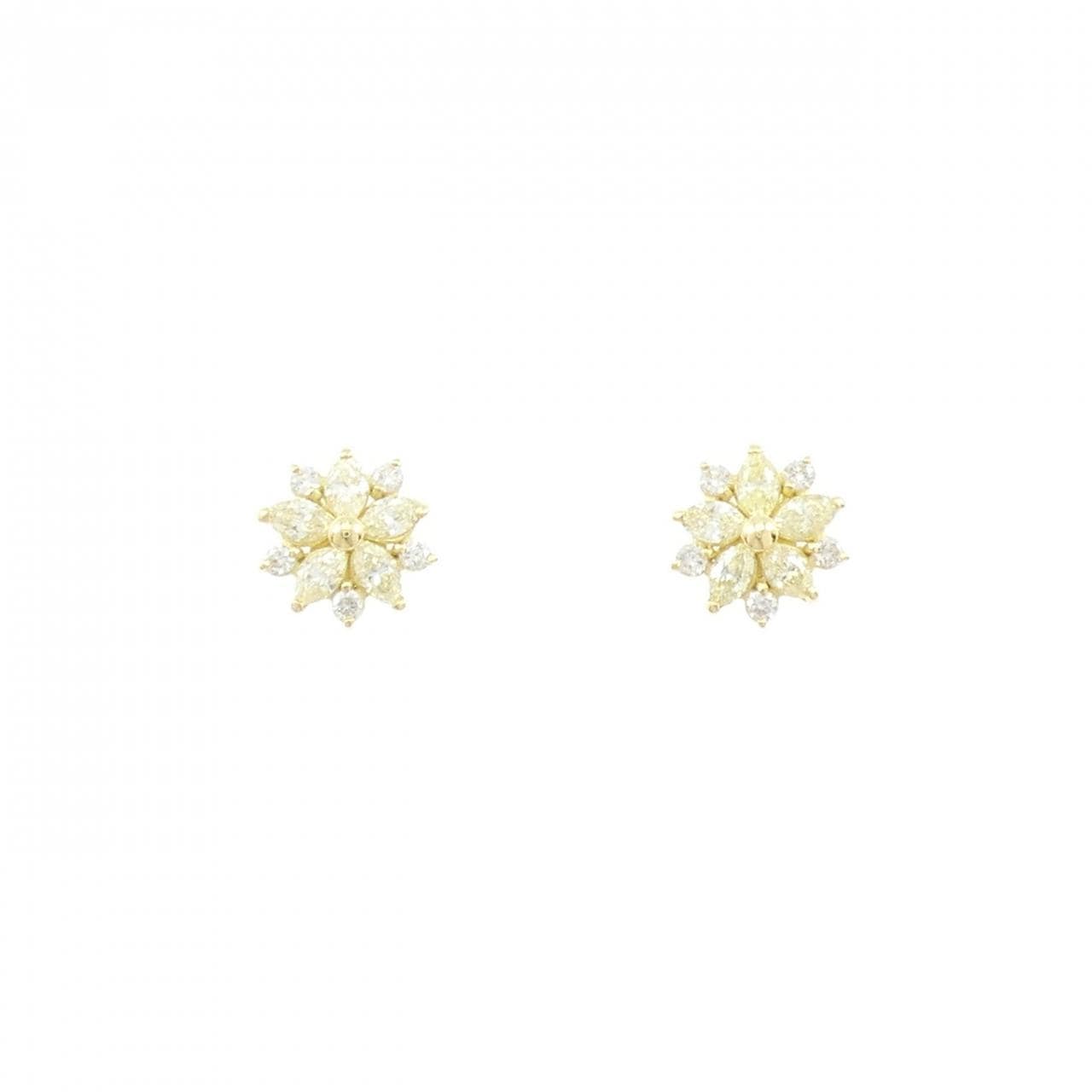 K18YG フラワー ダイヤモンド ピアス 0.30CT