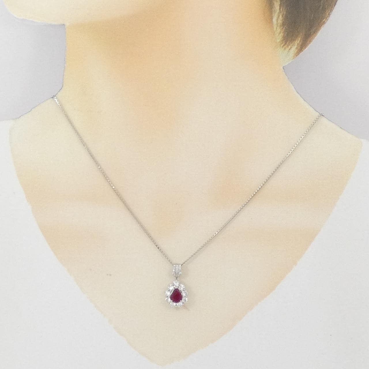 PT950/PT850 ルビー ネックレス 1.074CT