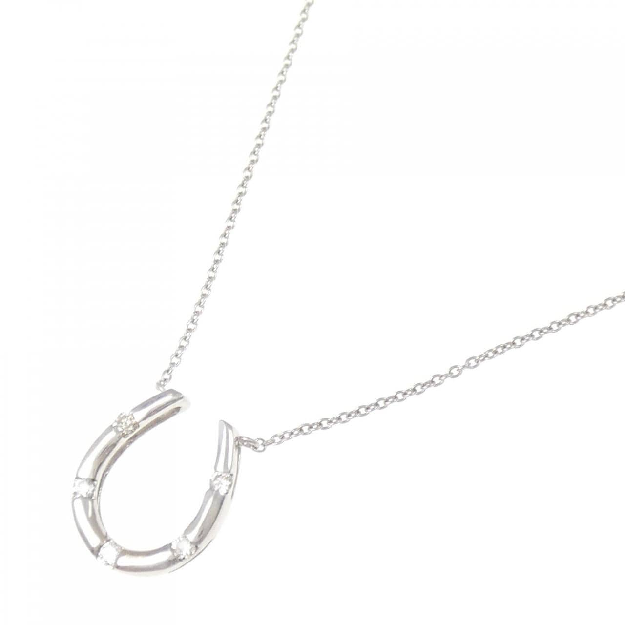 K18WG ホースシュー ダイヤモンド ネックレス 0.10CT