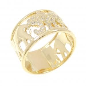 K18YG エレファント ダイヤモンド リング 0.28CT