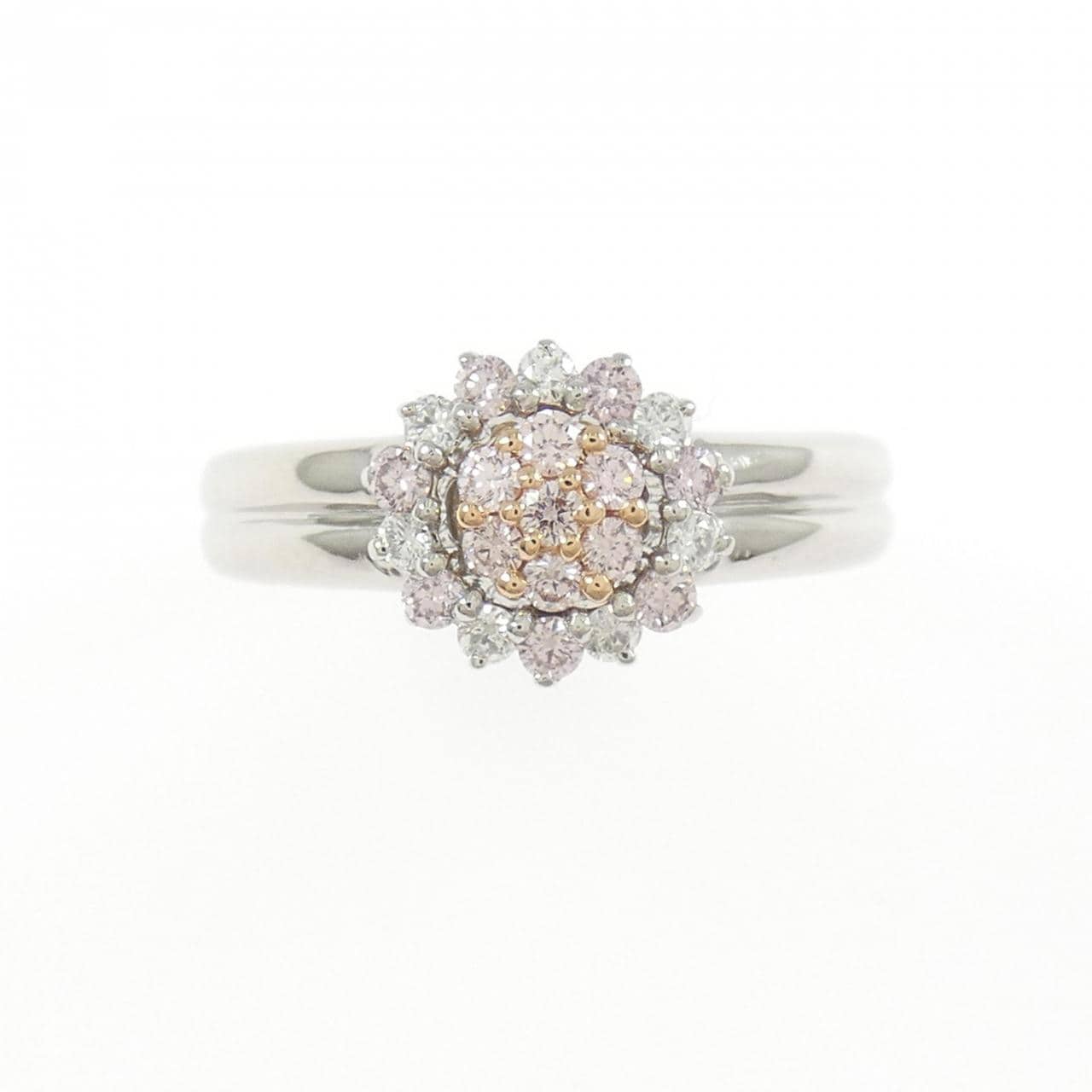 PT900/K18PG花朵鑽石戒指0.20CT