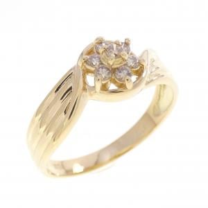 K18YG フラワー ダイヤモンド リング 0.15CT