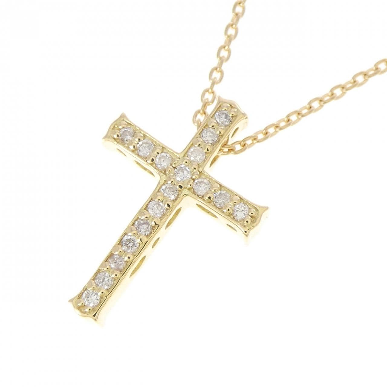 K18YG クロス ダイヤモンド ネックレス 0.08CT