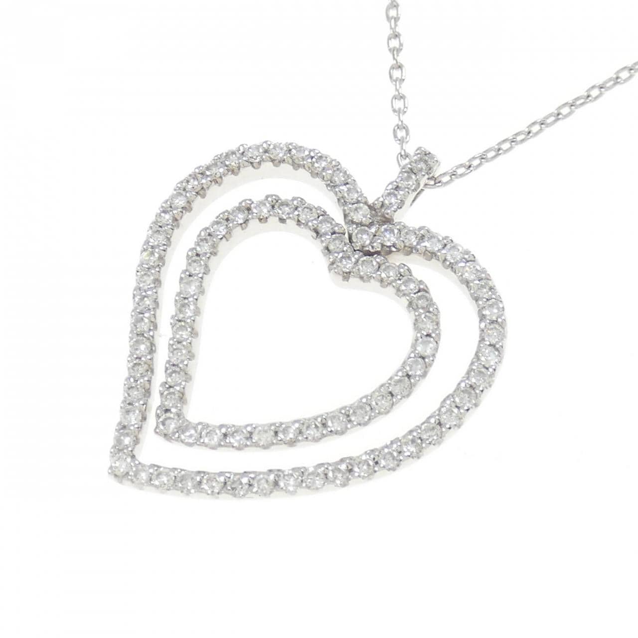 K18WG heart Diamond necklace 0.41CT