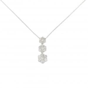 K18WG/750WG フラワー ダイヤモンド ネックレス 1.00CT